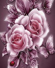 Load image into Gallery viewer, Diamond Painting - Silver flowers and butterflies