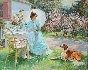 Diamond Painting - Woman and her Dog in the Garden