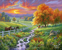 Load image into Gallery viewer, Paint by numbers Sunny Meadow Figured&#39;Art new arrivals, advanced, landscapes, animals, horses