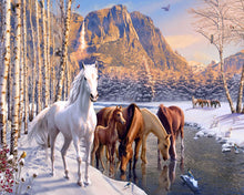 Load image into Gallery viewer, Paint by numbers | Horses during winter near the river | animals horses intermediate new arrivals landscapes | Figured&#39;Art