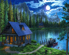 Load image into Gallery viewer, Paint by numbers | Nocturnal lake | forest intermediate new arrivals landscapes | Figured&#39;Art