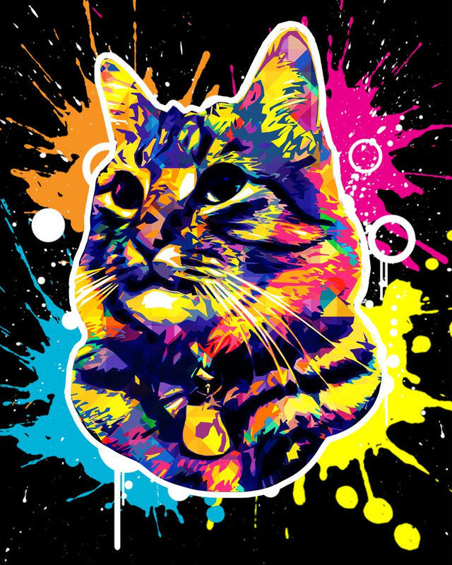 Paint by numbers | Cat Splash Pop Art | animals cats intermediate new arrivals | Figured'Art