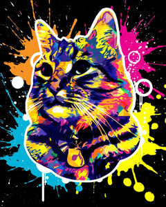 Stamped Cross Stitch Kit - Cat Splash Pop Art