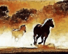 Load image into Gallery viewer, Stamped Cross Stitch Kit - Horses in action