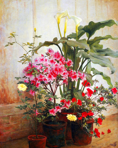 Paint by numbers | Side of a Greenhouse - George Cochran Lambdin | flowers intermediate new arrivals reproduction | Figured'Art