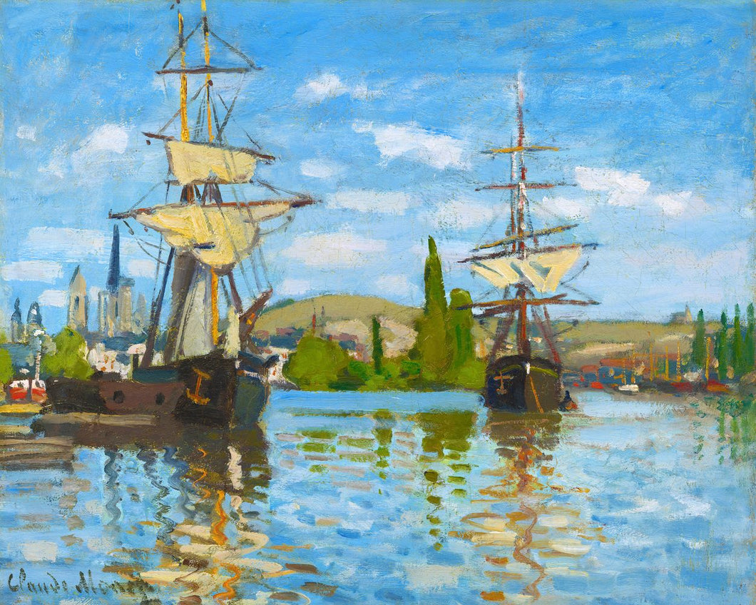 Paint by numbers | Boats sailing on the Seine in Rouen - Monet | ships and boats advanced new arrivals landscapes reproduction | Figured'Art