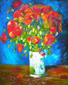 Stamped Cross Stitch Kit - Vase with poppies - Van Gogh