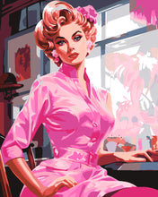 Load image into Gallery viewer, Paint by numbers kit Vintage Pink Diva Figured&#39;Art UK