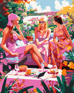 Paint by numbers kit Garden Gossip Girls Figured'Art UK