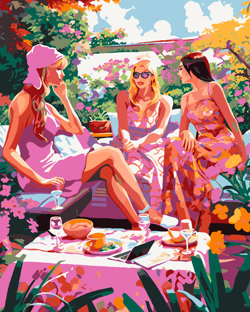 Paint by numbers kit Garden Gossip Girls Figured'Art UK