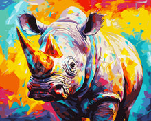 Load image into Gallery viewer, Paint by numbers kit Colourful Abstract Rhinoceros Figured&#39;Art UK