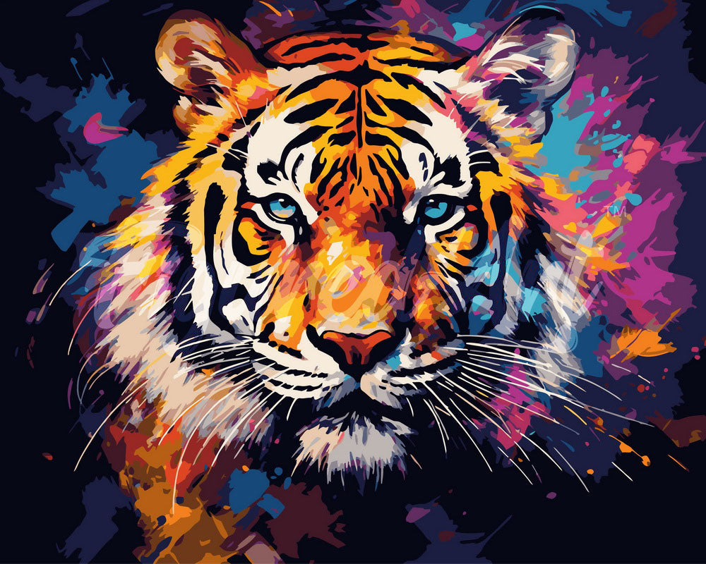 Paint by numbers kit Colourful Abstract Tiger Figured'Art UK