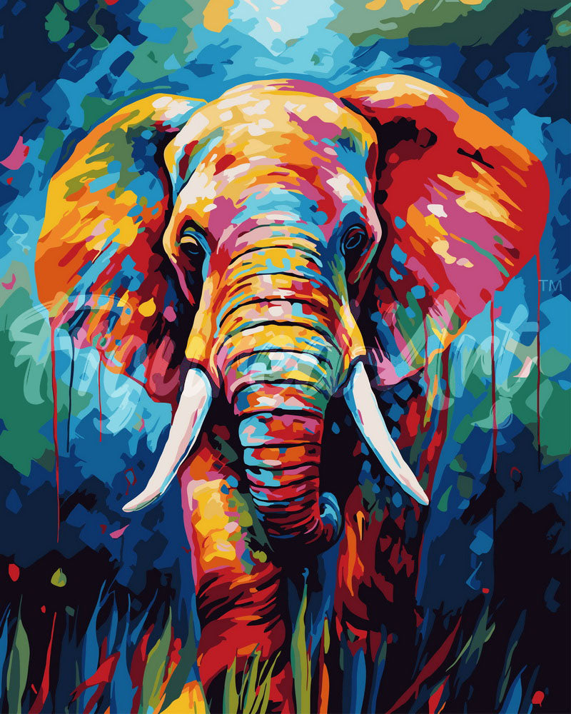 Paint by Numbers - Colourful Abstract Elephant – Figured'Art