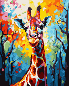 Paint by numbers kit Colourful Abstract Giraffe Figured'Art UK