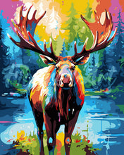 Load image into Gallery viewer, Paint by numbers kit Colourful Abstract Moose Figured&#39;Art UK