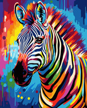 Load image into Gallery viewer, Paint by numbers kit Colourful Abstract Zebra Figured&#39;Art UK