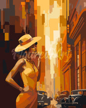 Load image into Gallery viewer, Paint by numbers kit for adults Art Deco Woman in Town Figured&#39;Art UK