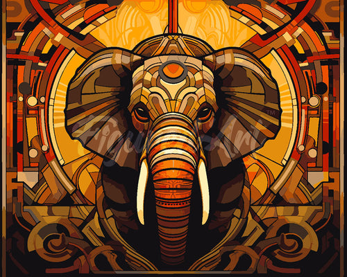 Paint by numbers kit for adults Elephant Art Deco Figured'Art UK