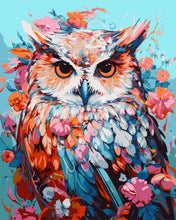 Load image into Gallery viewer, Paint by numbers kit for adults Colourful Owl in Bloom Figured&#39;Art UK