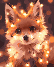 Load image into Gallery viewer, Paint by numbers kit for adults Little Fox with light bulbs Figured&#39;Art UK