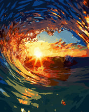 Load image into Gallery viewer, Paint by numbers kit for adults The Wave and Sunset Figured&#39;Art UK