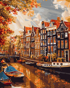 Paint by numbers kit for adults Sunshine in Amsterdam Figured'Art UK