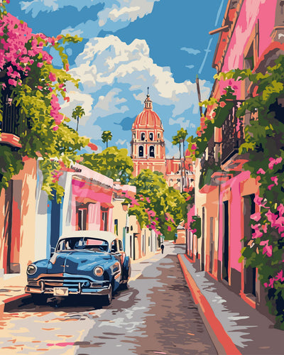Paint by numbers kit for adults Classic Car in Mexico City Figured'Art UK