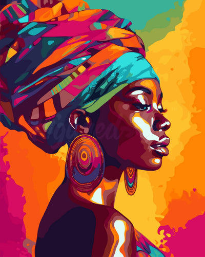 Paint by numbers kit for adults Vivid African Lady Figured'Art UK