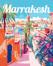 Load image into Gallery viewer, Paint by numbers kit for adults Travel Poster Marrakesh Morocco Figured&#39;Art UK