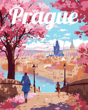 Load image into Gallery viewer, Paint by numbers kit for adults Travel Poster Prague in Bloom Figured&#39;Art UK