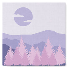 Load image into Gallery viewer, Mini Paint by numbers Purple Pine Trees in the Hills 20x20cm already framed