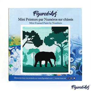 Mini Paint by numbers Elephant in the Forest 20x20cm already framed