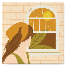 Load image into Gallery viewer, Mini Paint by numbers Girl looking out window 20x20cm already framed