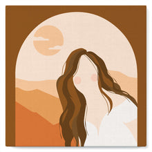Load image into Gallery viewer, Mini Paint by numbers Cute girl at the door 20x20cm already framed