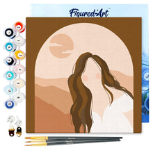 Load image into Gallery viewer, Mini Paint by numbers Cute girl at the door 20x20cm already framed