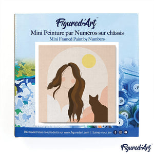 Mini Paint by numbers Cute Girl and the Cat 20x20cm already framed