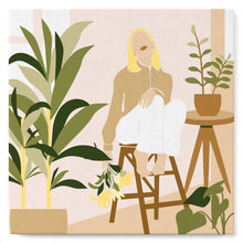 Load image into Gallery viewer, Mini Paint by numbers Woman in the room with plants 20x20cm already framed