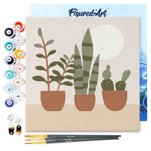 Load image into Gallery viewer, Mini Paint by numbers Three plant pots 20x20cm already framed