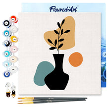 Load image into Gallery viewer, Mini Paint by numbers Abstract Plant Pot Set 1 of 3 20x20cm already framed