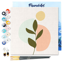 Load image into Gallery viewer, Mini Paint by numbers Abstract Bohemian Botanical Art Set 3 of 4 20x20cm already framed