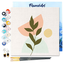 Load image into Gallery viewer, Mini Paint by numbers Abstract Bohemian Botanical Art Set 4 of 4 20x20cm already framed