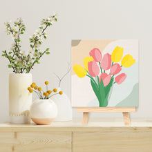 Load image into Gallery viewer, Mini Paint by numbers Bouquet of Tulips 20x20cm already framed