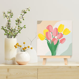 Mini Paint by numbers Bouquet of Tulips 20x20cm already framed