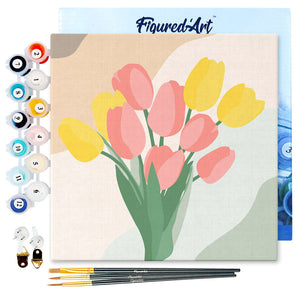 Mini Paint by numbers Bouquet of Tulips 20x20cm already framed