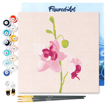 Load image into Gallery viewer, Mini Paint by numbers Pink Orchids Set 1 of 4 20x20cm already framed