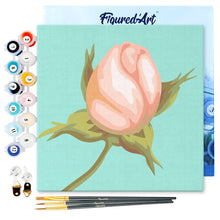 Load image into Gallery viewer, Mini Paint by numbers Pretty Rose Bud 20x20cm already framed