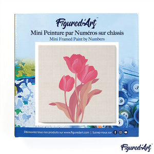 Mini Paint by numbers Pink Tulip Bush 20x20cm already framed