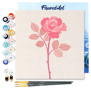 Mini Paint by numbers Blooming Pink Rose 20x20cm already framed