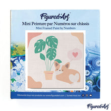 Load image into Gallery viewer, Mini Paint by numbers Little Puppy Loves Monstera 20x20cm already framed