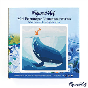 Mini Paint by numbers Blue Whale 20x20cm already framed